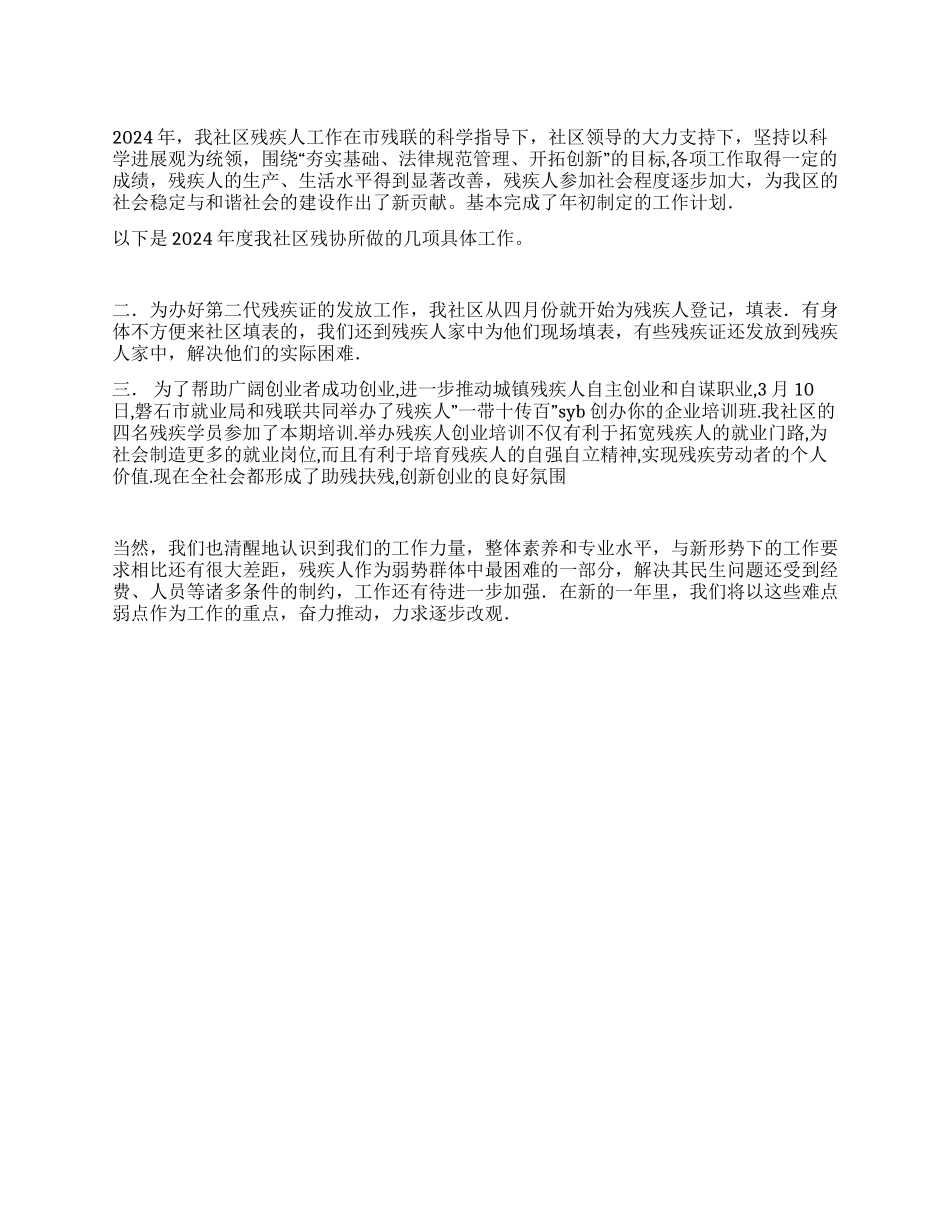 2024年度残疾人工作总结_第1页