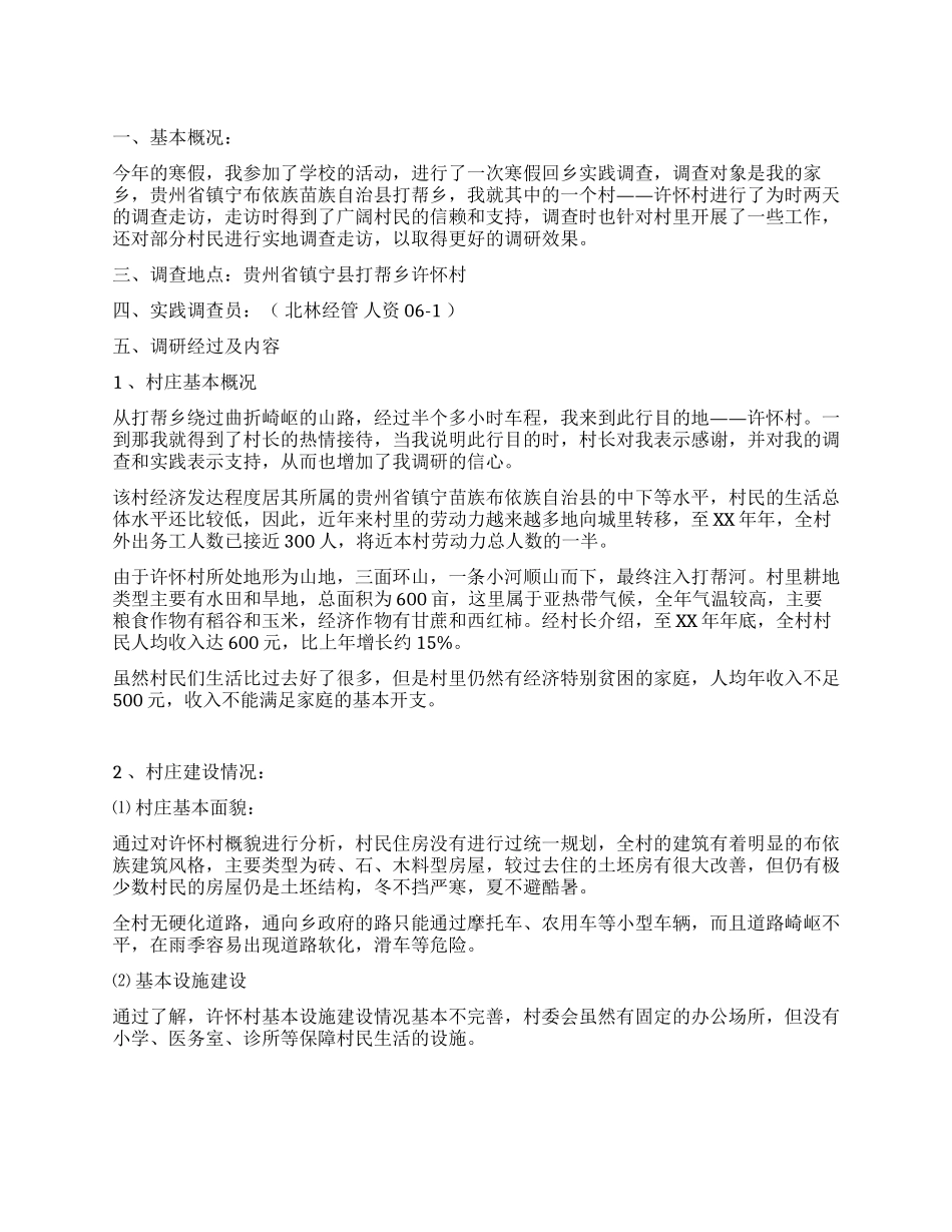 2024年度走访农村寒假社会实践报告_第1页