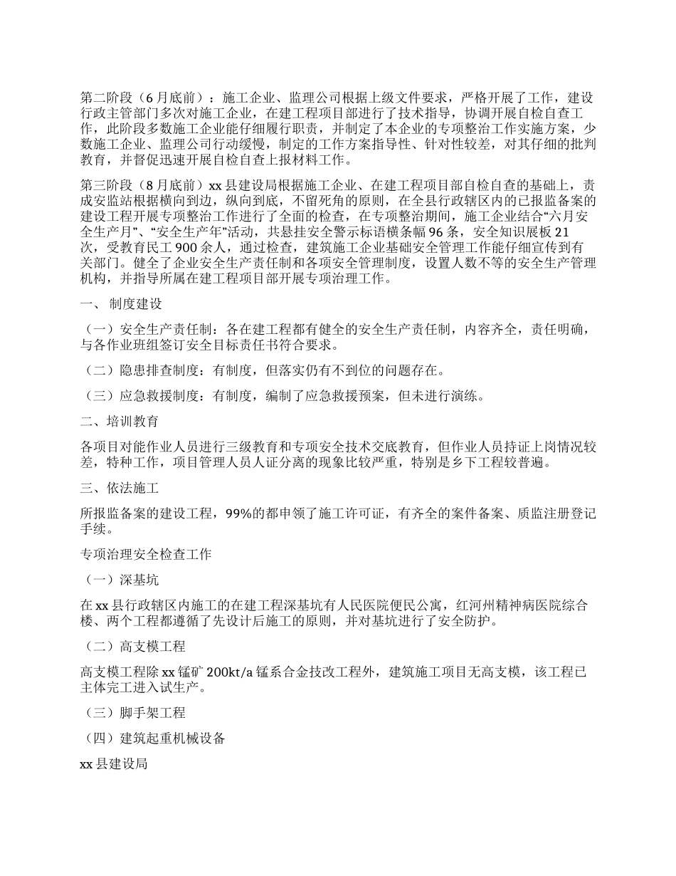 2024年建设局建筑施工安全生产专项整治工作总结_第1页