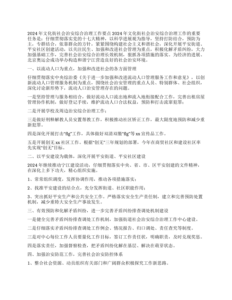 2024年文化街社会治安综合治理工作要点_第1页