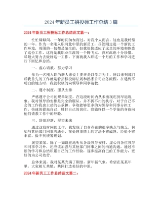 2024年新员工招投标工作总结3篇