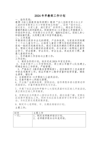 2024年早教部工作计划总结