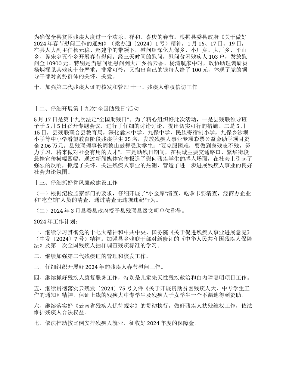 2024年残联工作总结暨2024年工作计划_第2页