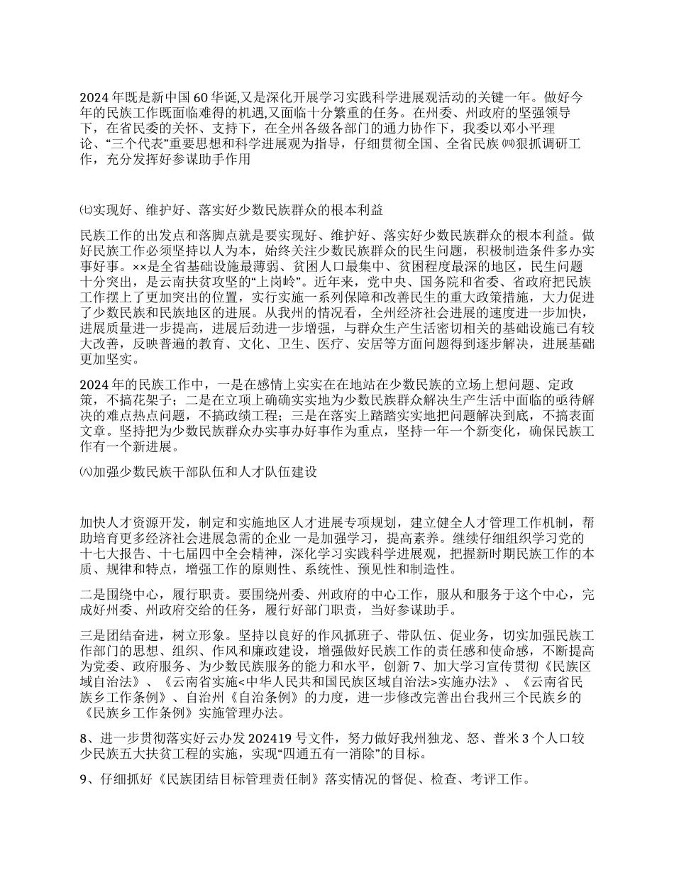 2024年民委工作总结和2024年工作要点_第1页