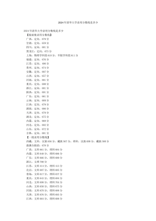 2024年清华大学录取分数线是多少