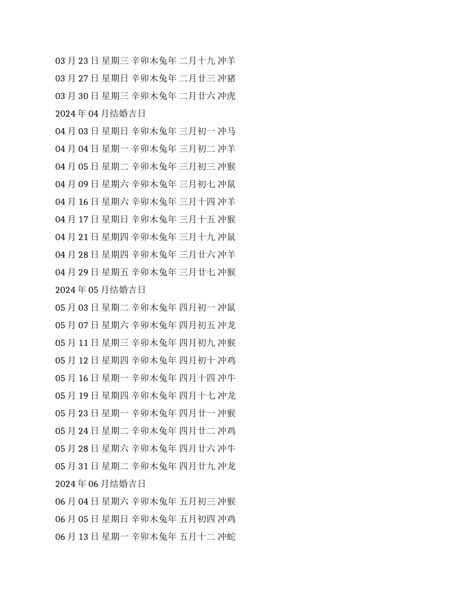 2024年结婚吉日一览表_第2页