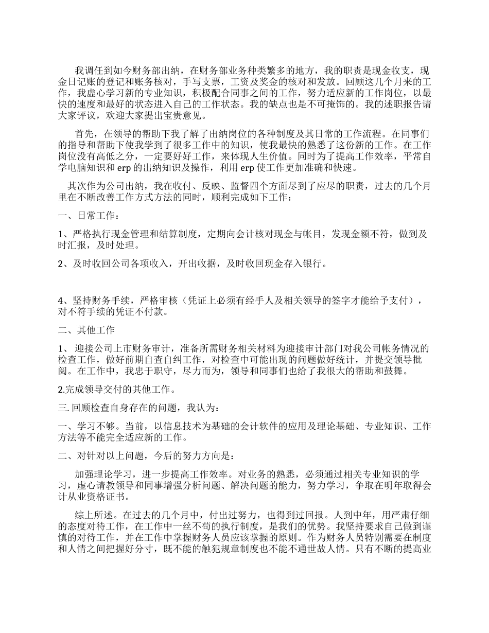 2024年财务出纳年终工作总结_第1页