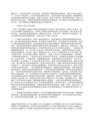2024年财政监督工作总结及明年工作计划