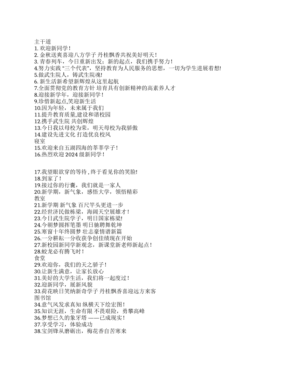 2024年迎接大一新生标语大全_第1页