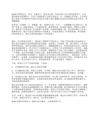 2024年银行新员工工作总结