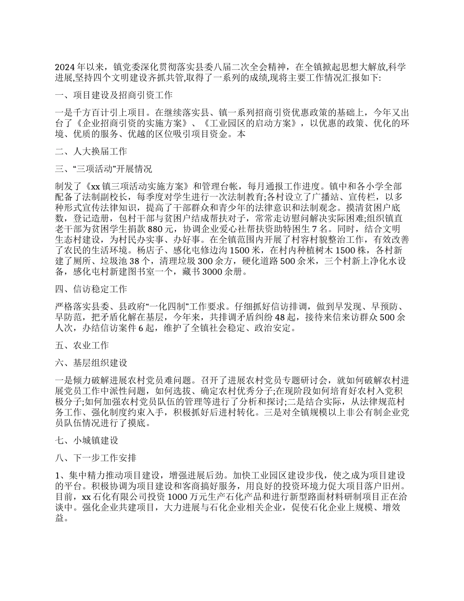 2024年镇政府综合工作总结_第1页