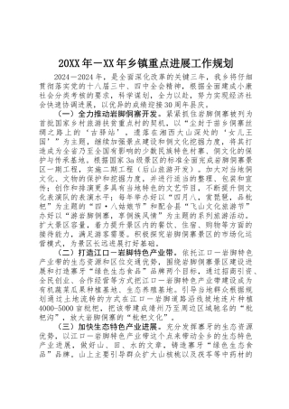 20XX年－XX年乡镇重点发展工作规划
