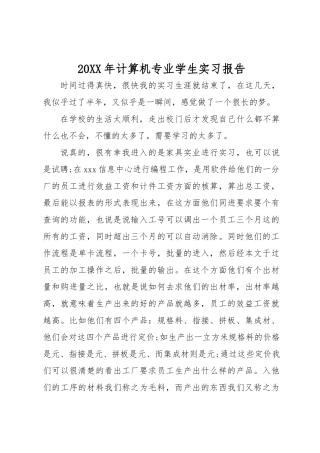 20xx年计算机专业学生实习报告范本