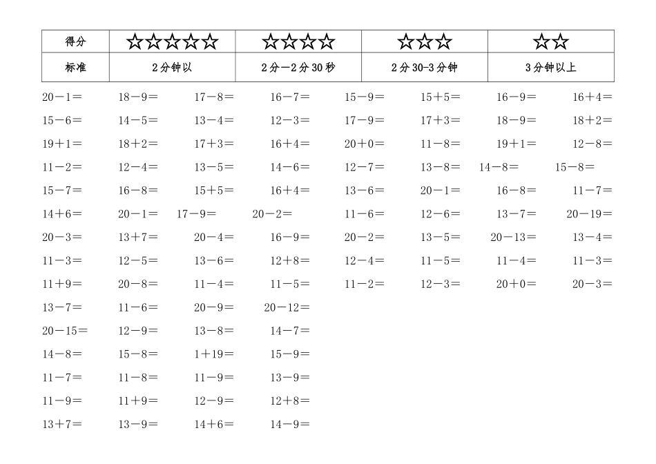 20以内进退位加减法练习可以直接打印_第3页
