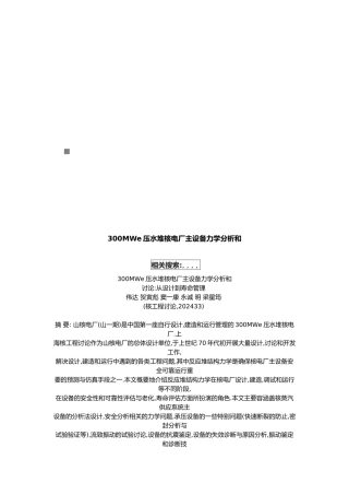 300MWe压水堆核电厂主设备力学分析报告
