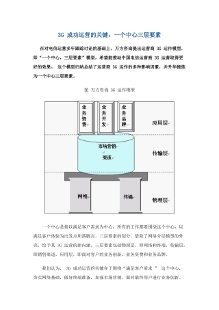 3G 成功运营的关键：一个中心三层要素