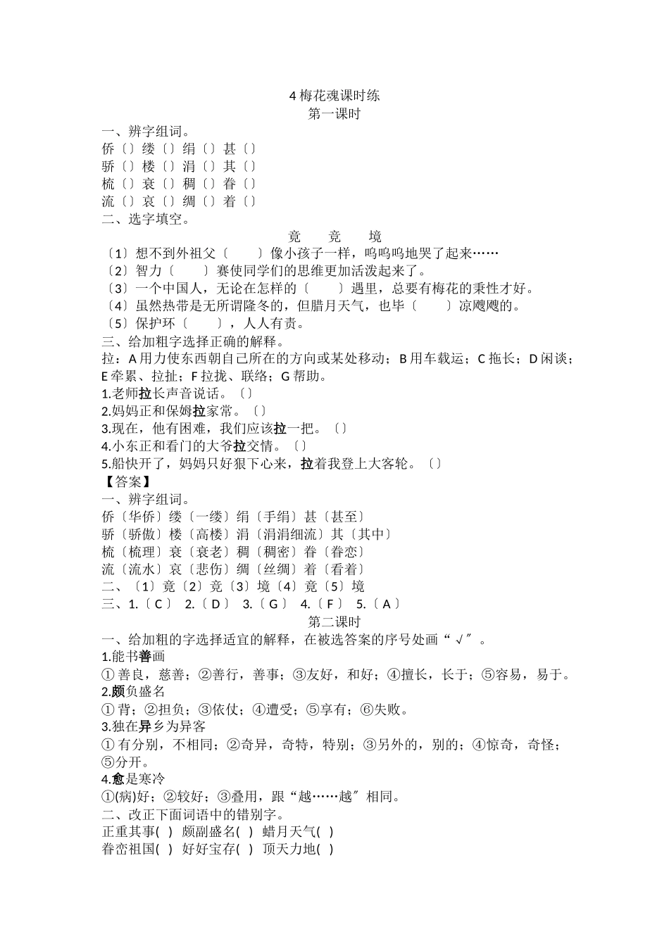 4-梅花魂课时练_第1页