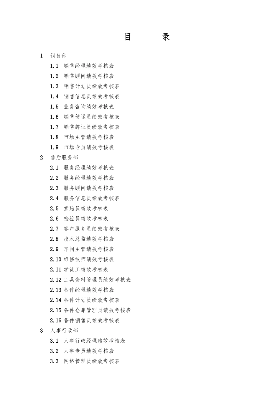 4S店各岗位绩效考核表_第2页