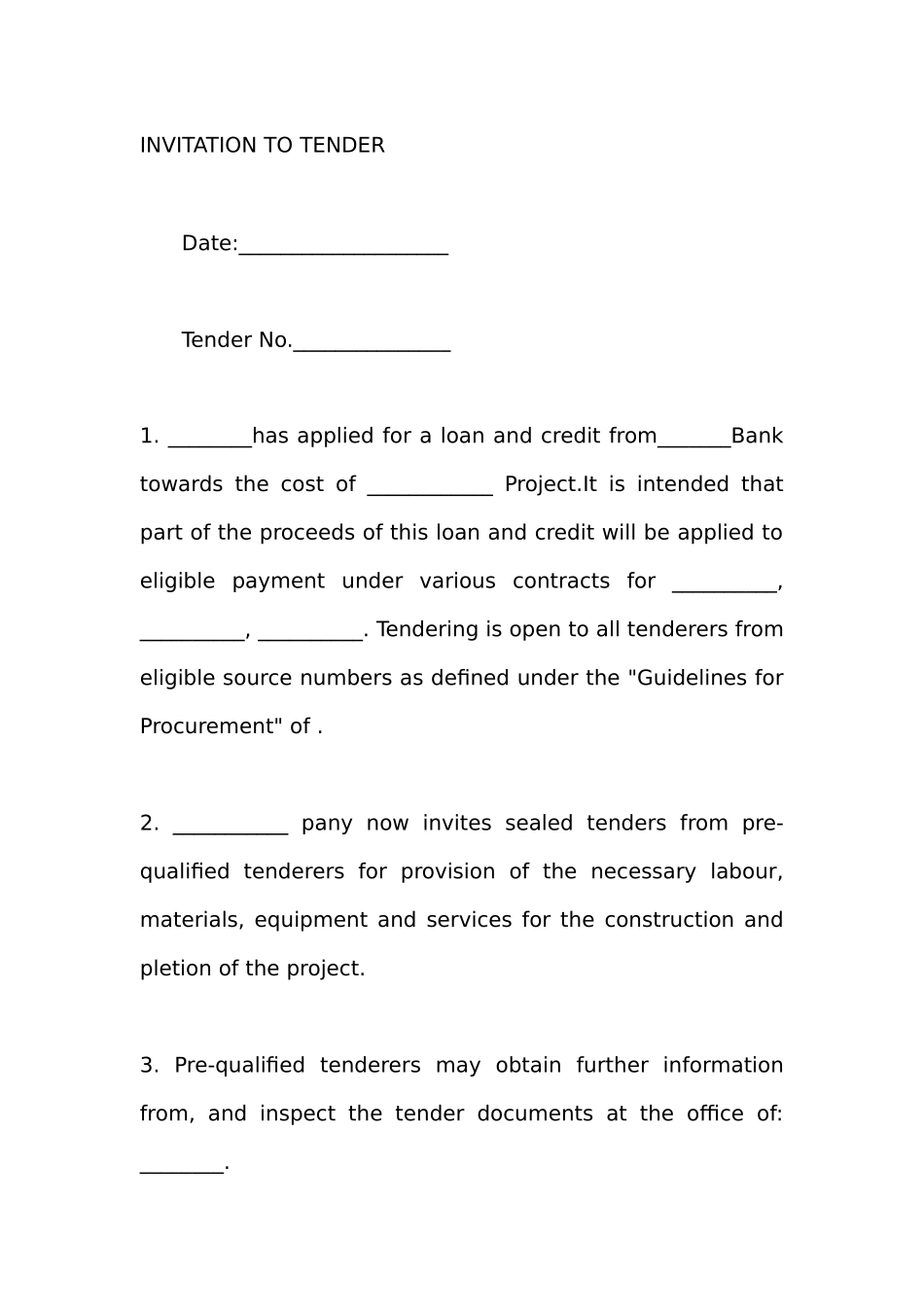 4国际工程招标书及承包合同_第1页