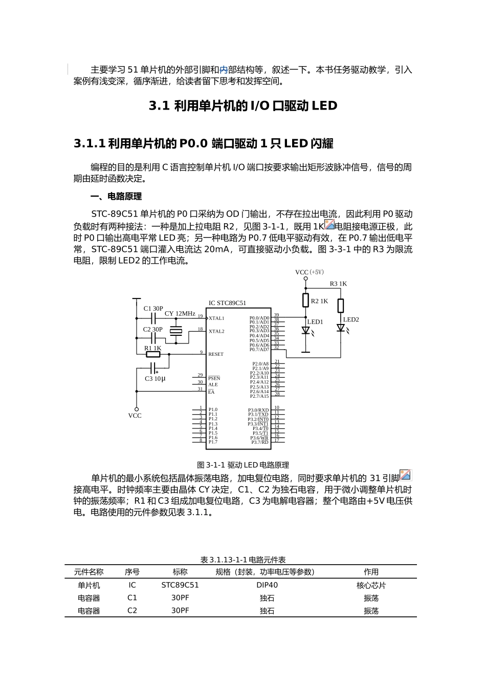 51单片机的基本外围电路设计以与相关C语言程序文件_第1页