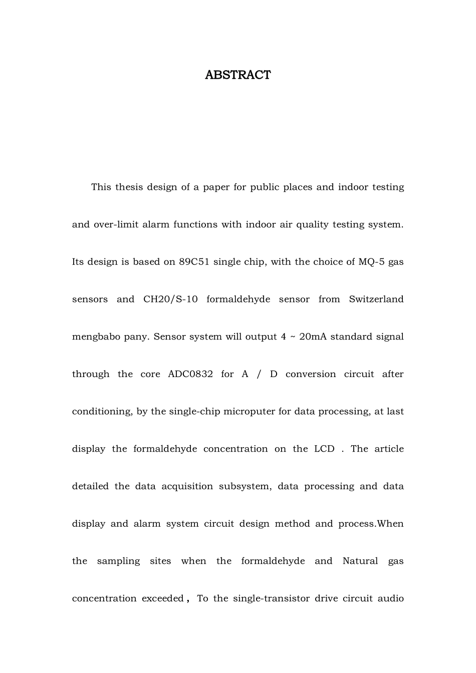 51单片机的室内空气质量检测系统设计论文定稿_第3页