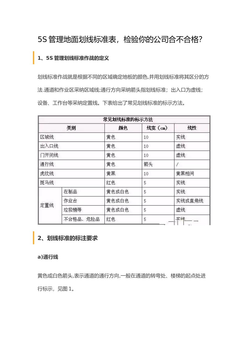 5S管理地面划线标准表_第1页