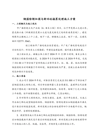 a钢筋除锈加固与新旧砼接茬处理工程施工组织设计方案