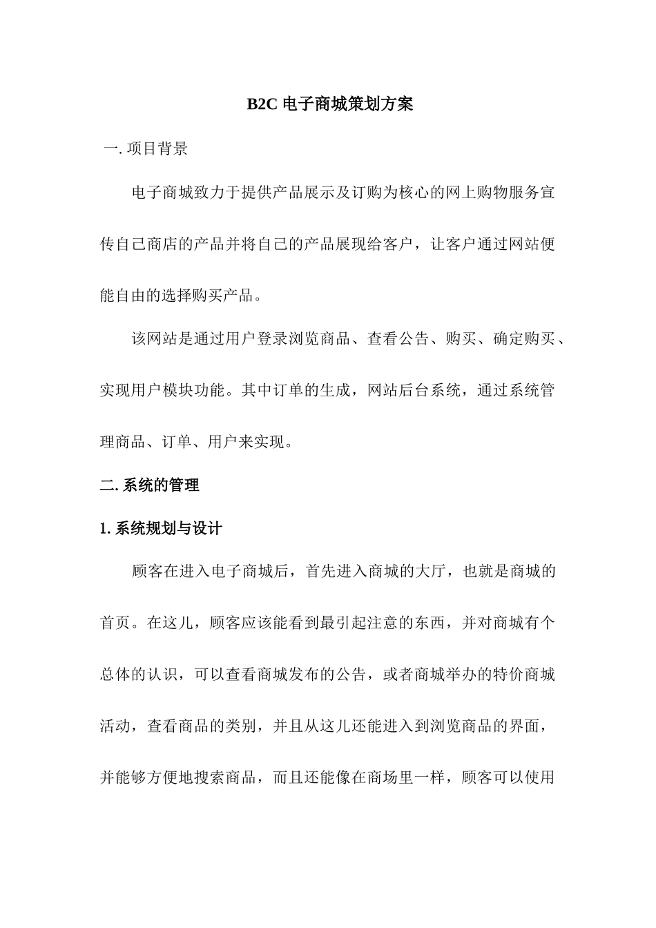 B2C电子商城筹备策划方案_第1页