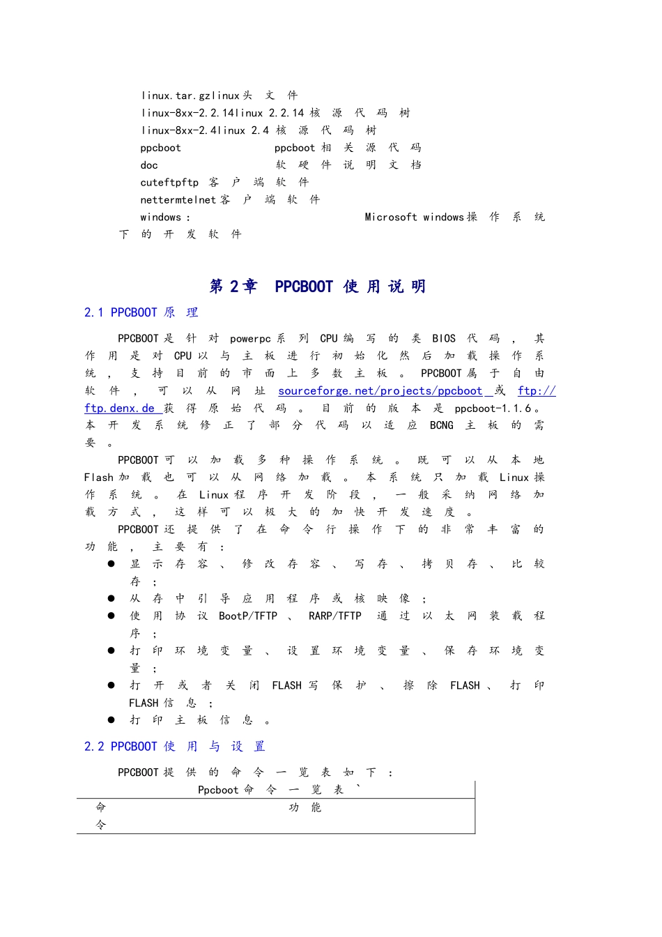BCNG嵌入式Linux软件说明手册PPCBoot_第3页