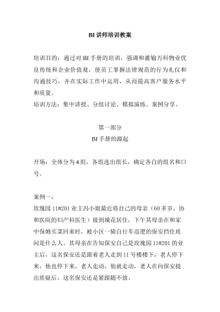 BI管理手册的培训教案