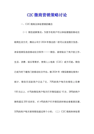 C2C微商营销策略研究