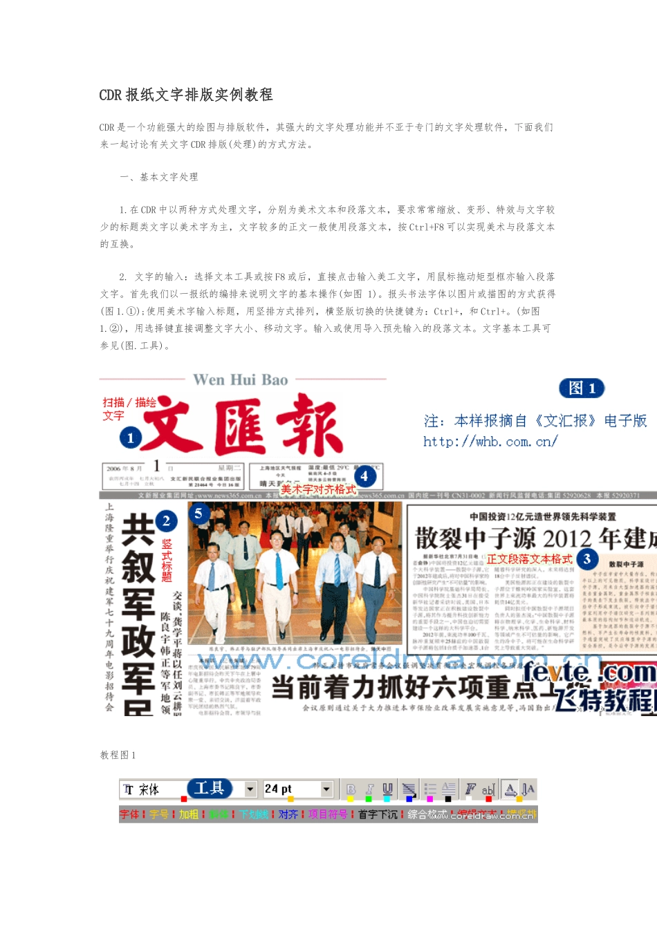 CDR报纸文字排版实例教程_第1页