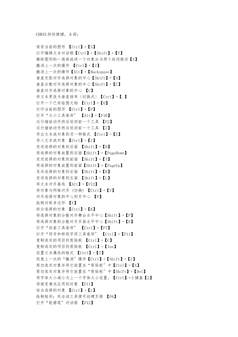 CDRX5快捷键操作(全_第1页