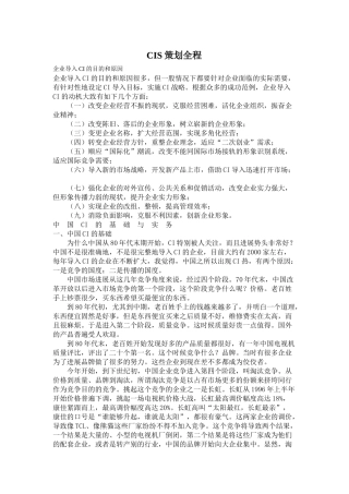 CIS系统设计策划过程