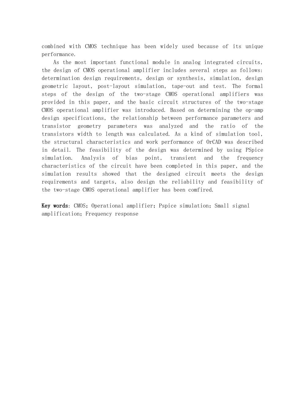 CMOS运算放大器的分析与毕业设计_第2页