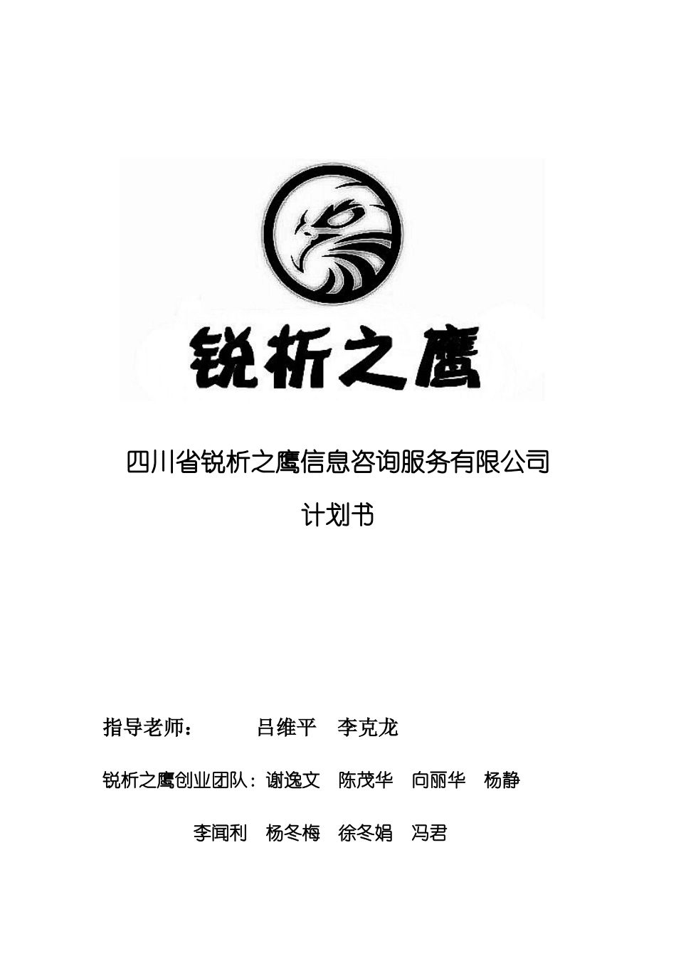 CY四川省锐析之鹰信息咨询服务有限公司团队计划书终稿_第1页