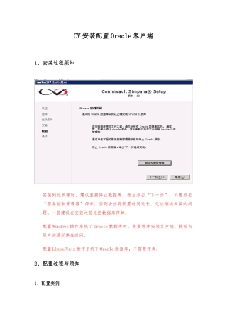 CV-Oracle客户端配置文档