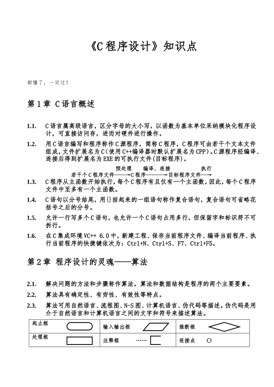 C程序的设计复习资料知识点总结_第1页