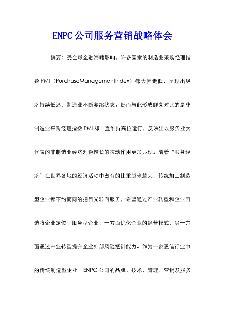 ENPC公司服务营销战略体会_第1页