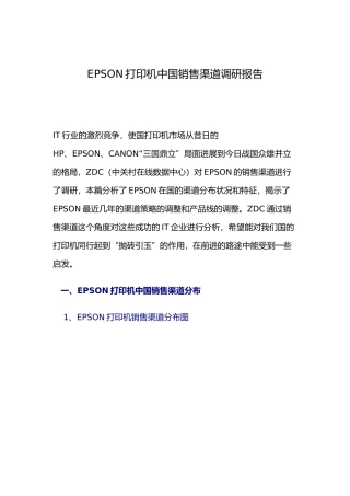 EPSON打印机中国销售渠道调研报告范本