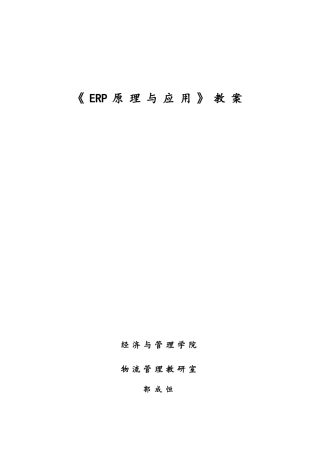 ERP原理与应用教案
