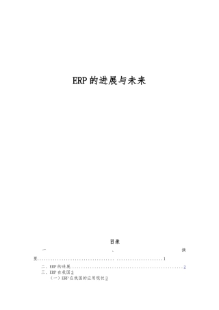 ERP的发展及未来