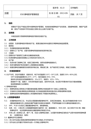 ESD静电防护管理规定