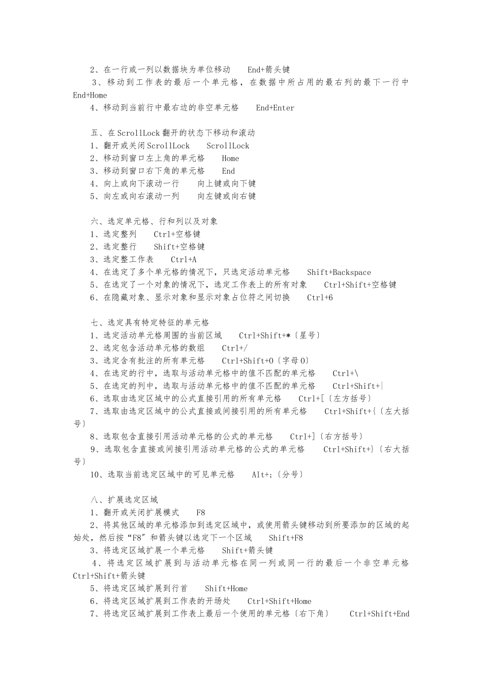 Excel表格中常用快捷键大全_第2页