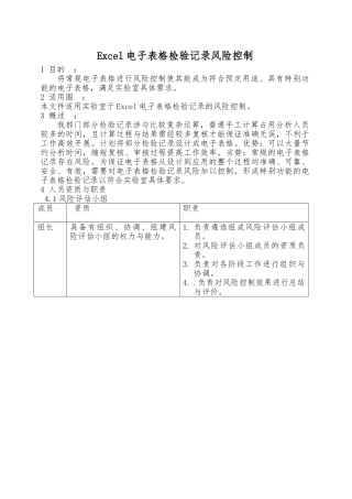 Excel电子表格检验记录风险控制