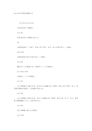 Excel电子表格快捷键大全