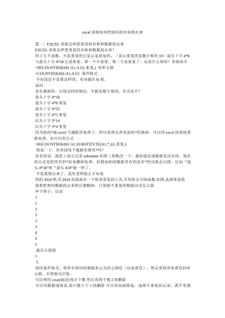 excel表格如何把相同的内容找出来