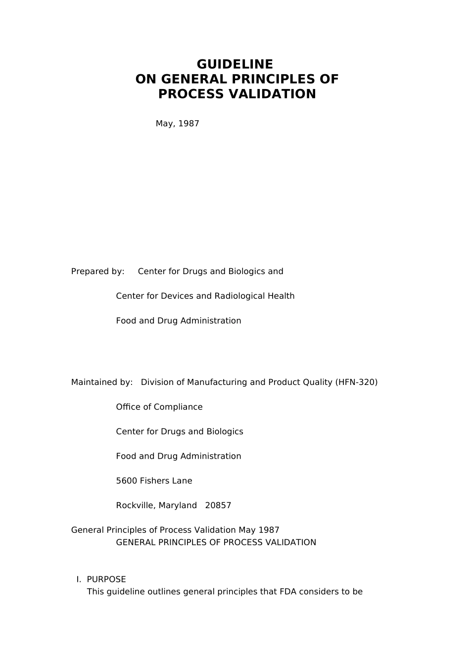 FDA美国食品药物管理局工艺验证的指南_第1页