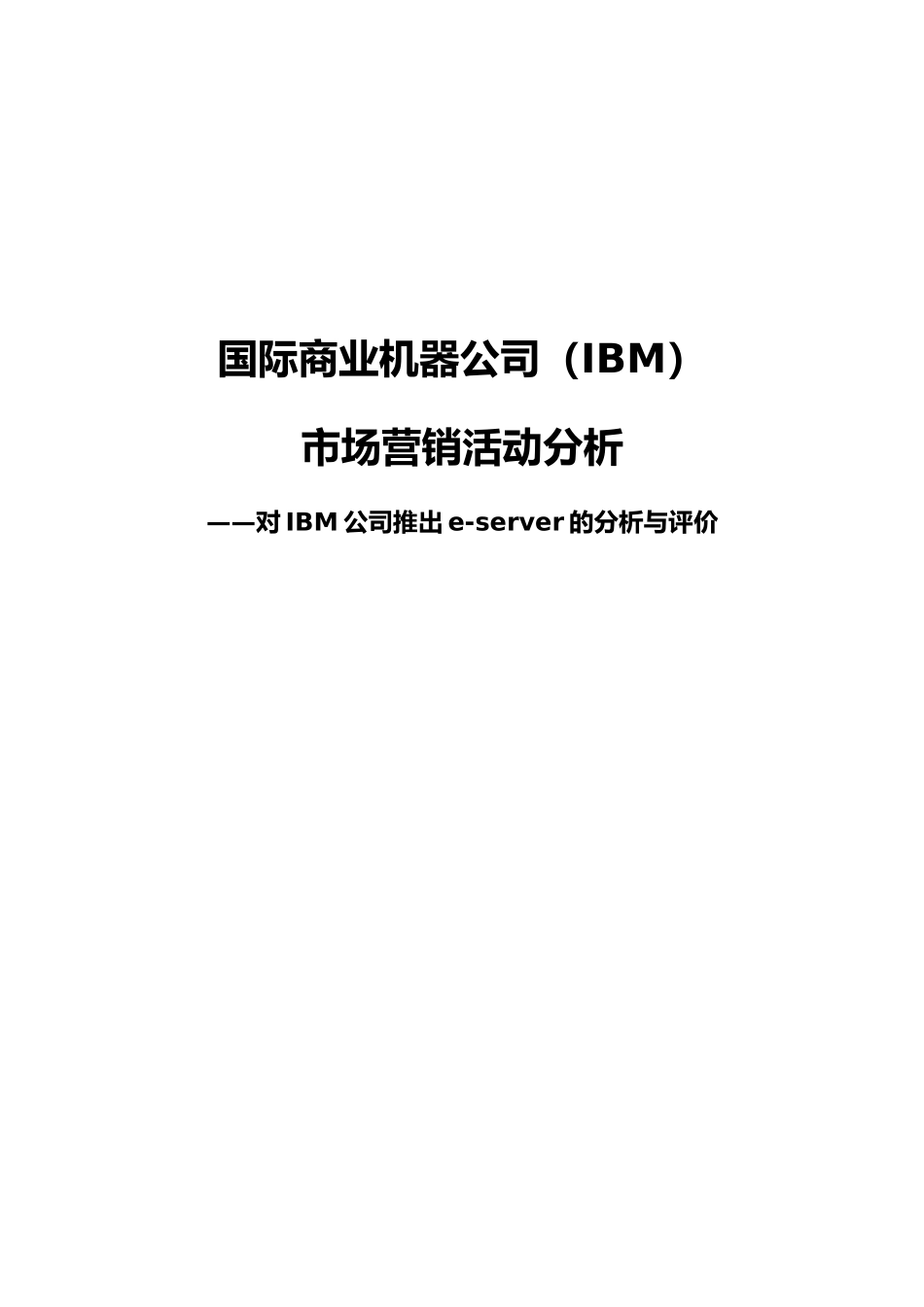 IBM公司市场营销活动分析报告_第1页