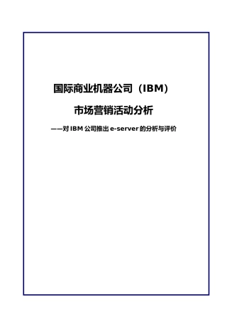 IBM市场营销活动分析报告
